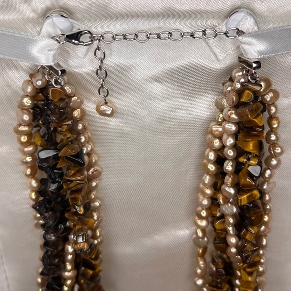 Ross-Simons Vintage Tiger Eye, Pearl, and Smoky Quartz Multistrand Necklace - Picture 3 of 5
